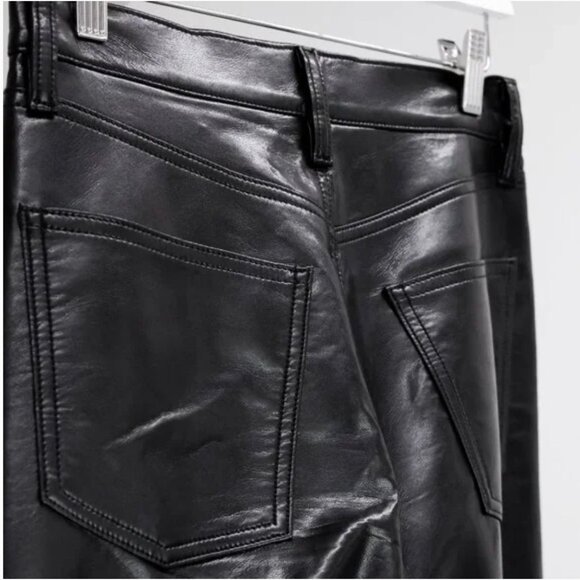 AGOLDE Leather Blend Black Straight Leg Pants - Picture 7 of 11
